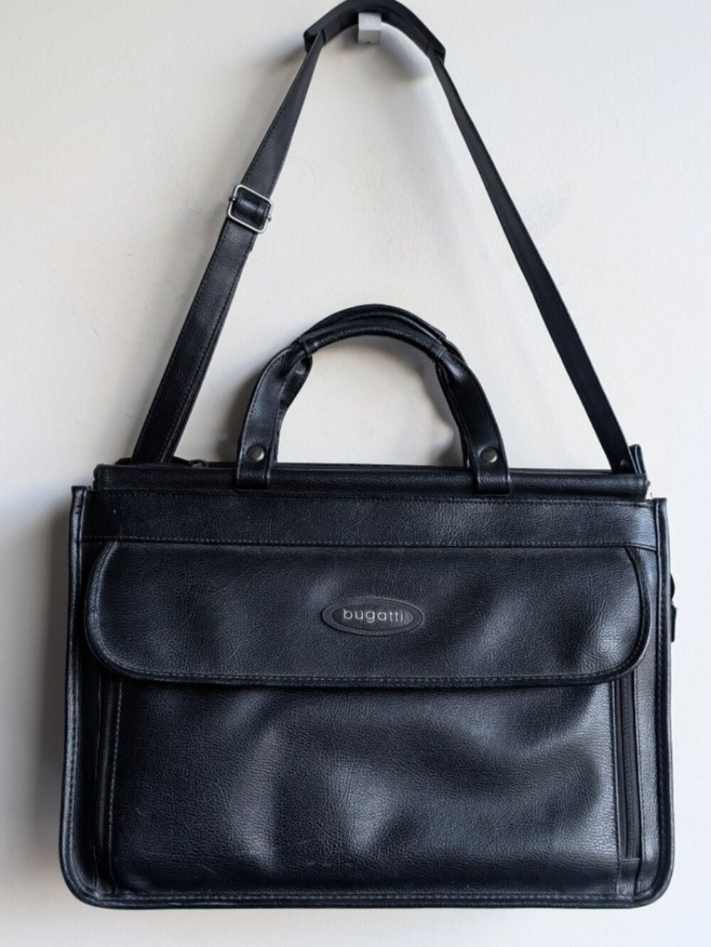 Bugatti Classic Black Leather Briefcase